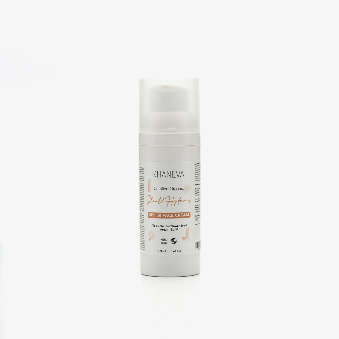 SHIELD HYDRO+ SPF 50 Geniş Spektrumlu Güneş Kremi, Organik ve Vegan, 50 ml | RHANEVA - RHANEVA