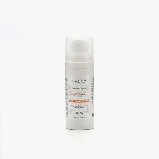 SHIELD HYDRO+ SPF 50 Geniş Spektrumlu Güneş Kremi, Organik ve Vegan, 50 ml | RHANEVA - RHANEVA