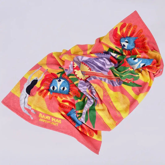 bant mag. ailesinden sanatçı Deniz Bankal'ın tasarımı 70x140 cm yumuşak dokulu ve hızlı kuruyan plaj havlusu