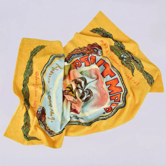 bant mag. ailesinden sanatçı Sadi Güran tasarımı 70x140 cm tasarım plaj havlusu, hızlı kuruyan yumuşak kumaşlı