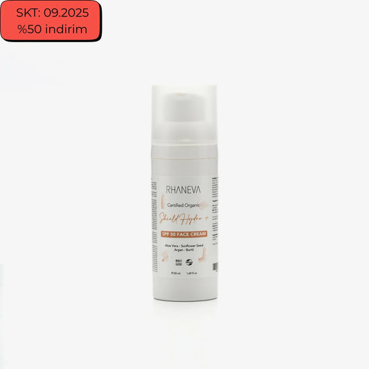 SHIELD HYDRO+ SPF 50 Geniş Spektrumlu Güneş Kremi, Organik ve Vegan, 50 ml | RHANEVA - RHANEVA