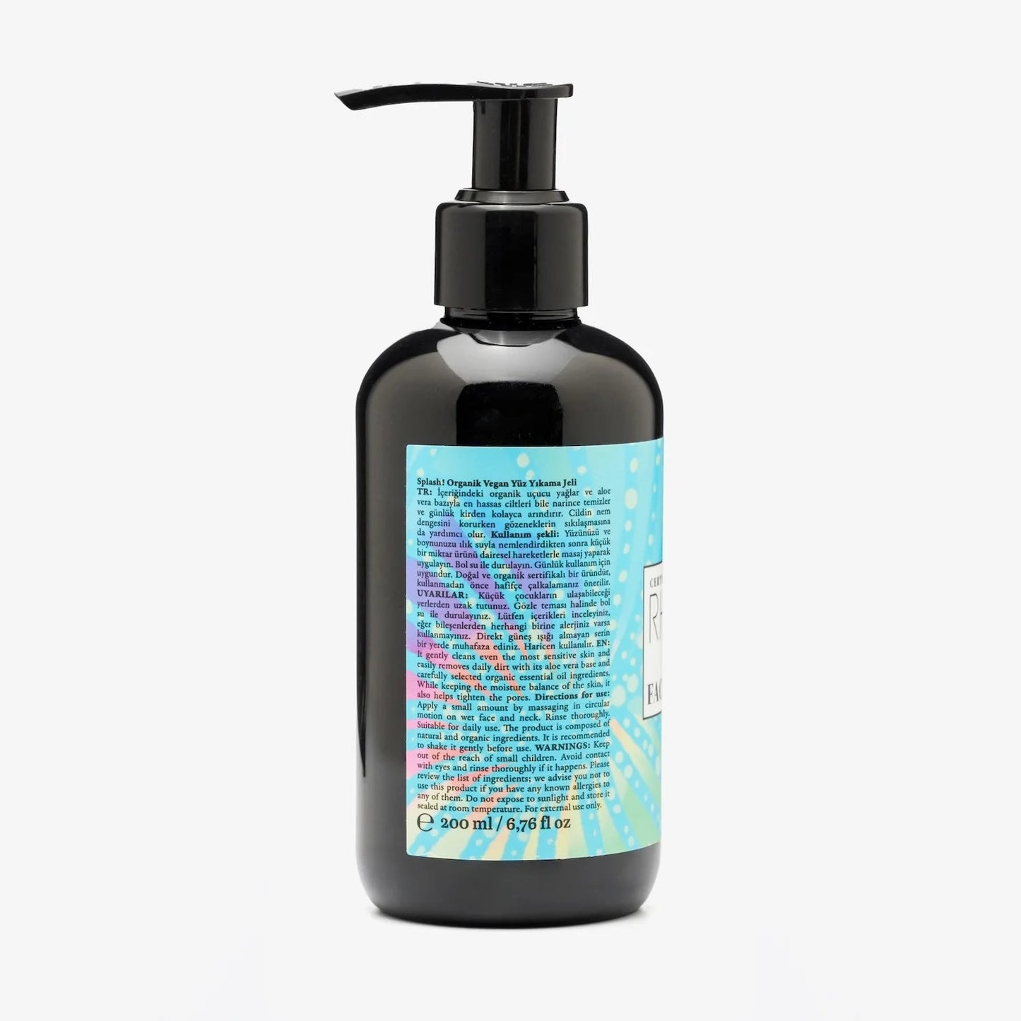 SPLASH Yüz Temizleme Jeli, Organik ve Vegan Sertifikalı, 200 ml | RHANEVA - RHANEVA