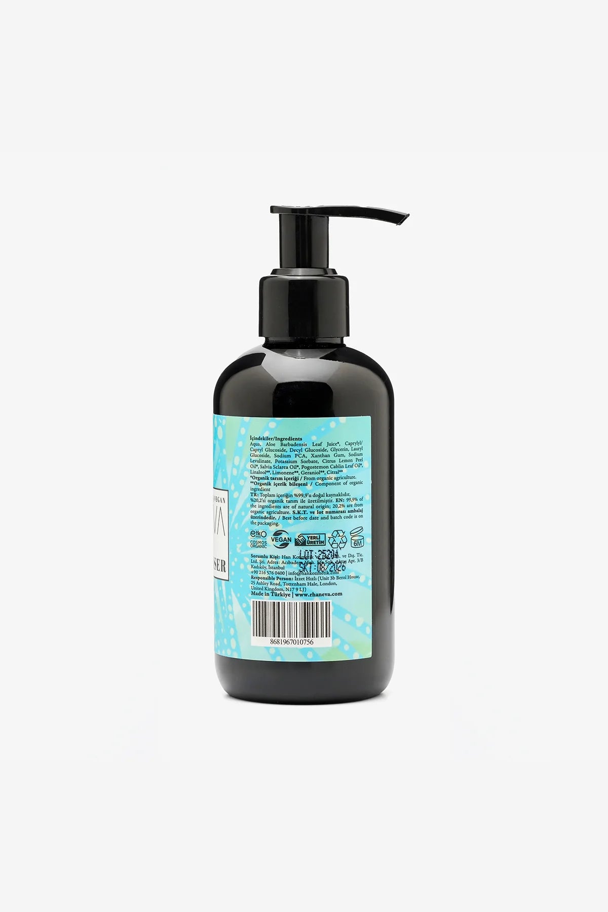 Hassas Ciltler için Kurutmayan Yüz Temizleme Jeli, Organik ve Vegan Sertifikalı, 200 ml | RHANEVA - RHANEVA
