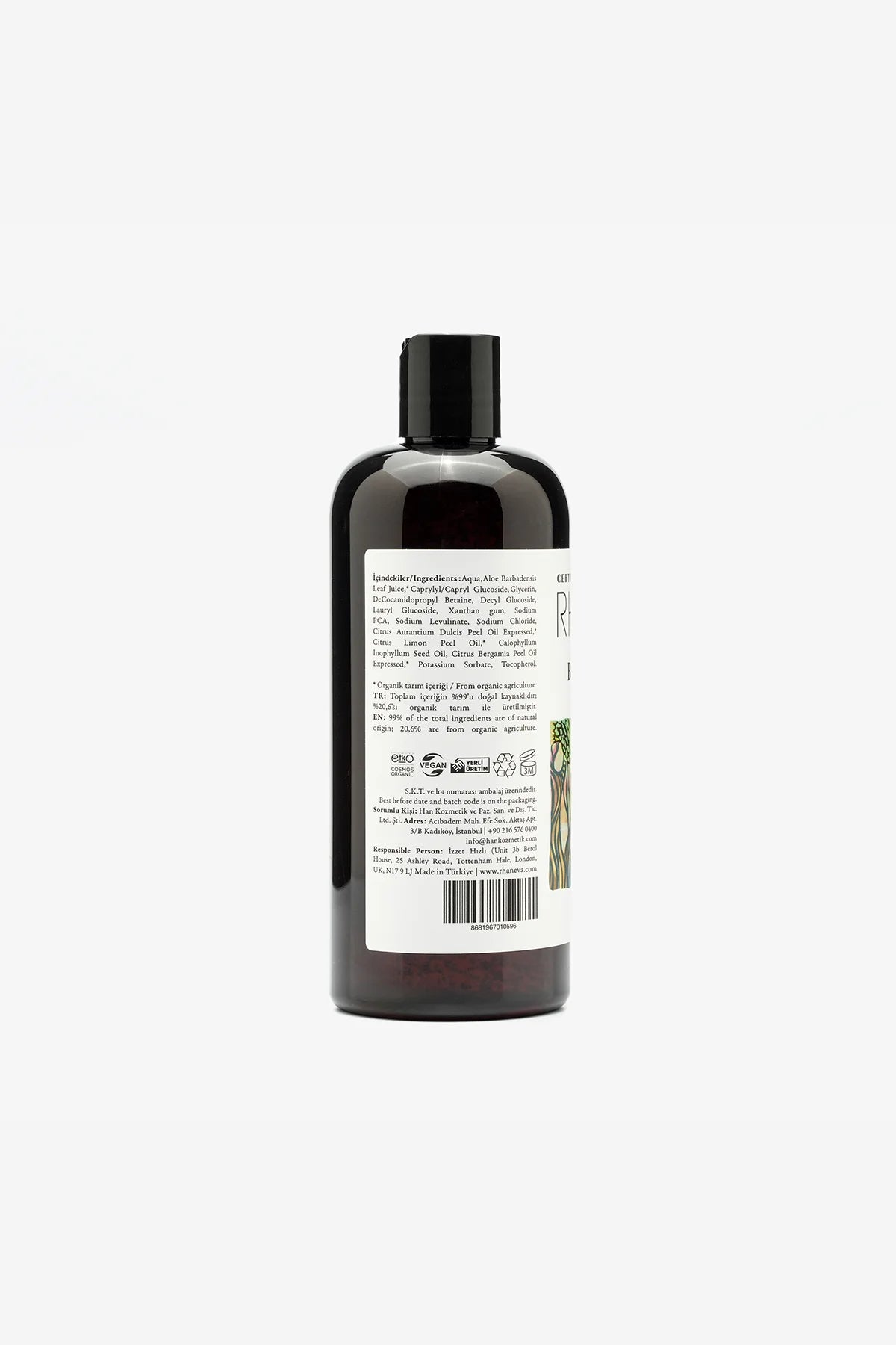 Hassas Ciltler için Sülfatsız Aromaterapik Duş Jeli, Organik ve Vegan Sertifikalı, 400 ml | RHANEVA - RHANEVA